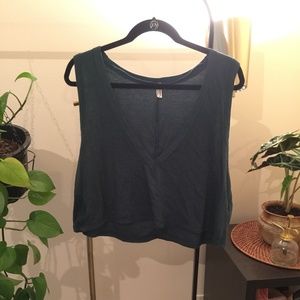 Free People Cropped Flowy V-neck Tank